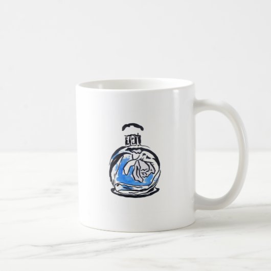 Mug Bouteille de parfum d'illustration de mode bleue (Droite)
