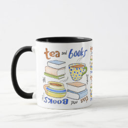 Mug Bouteille de thé et livres