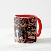 Mug Bouteille de vélos Abstraits avec Monogramme (Devant droit)