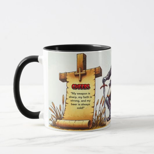 Mug Bouteille en céramique avec Crusader Knight design (Gauche)