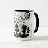 Mug Bouteille en céramique avec design de flore blanch (Devant droit)