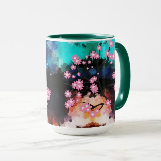 Mug Bouteille en fleurs de cerisiers (Devant droit)