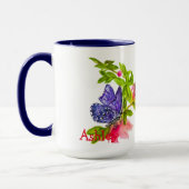 Mug Bouteille et fleurs d'aquarelle pourpre personnali (Gauche)
