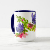 Mug Bouteille et fleurs d'aquarelle pourpre personnali (Devant gauche)
