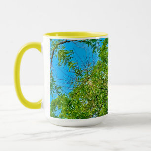 Mug Bouteille Motif Spring Green Feuille Blue Sky