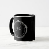 Mug Bouteille noire et argent personnalisée (Devant gauche)