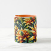 Mug Bouteille orange avec fleurs jaune et vert (Centre)