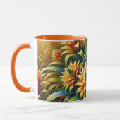 Mug Bouteille orange avec fleurs jaune et vert (Gauche)