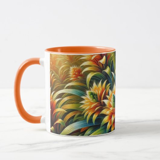 Mug Bouteille orange avec fleurs jaune et vert (Gauche)