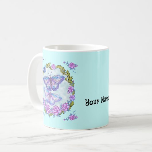 Mug Bouteille Rose papillon (Devant gauche)