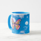 Mug Bouteille rose papillon bleu (Devant gauche)