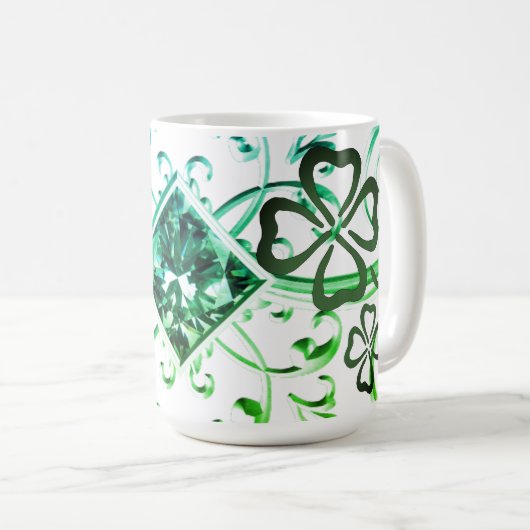 Mug Bouteille verte en diamant (Devant droit)