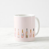 Mug Bouteilles de vin rosé rose aquarelle illustration (Devant droit)