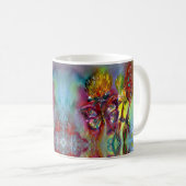 MUG BOUTEILLES ROUGES SUR THISTLES JAUNES, CIEL BLEU F (Devant droit)