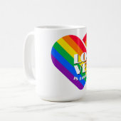 Mug Bouton Coeur Arc-en-ciel Pride (Devant gauche)