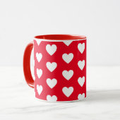 Mug Bouton de café rouge et blanc imprimé au coeur (Devant gauche)