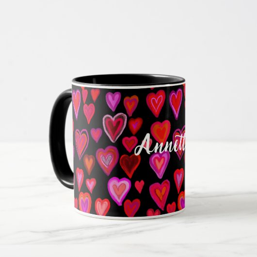 Mug Bouton de design rouge (Devant gauche)
