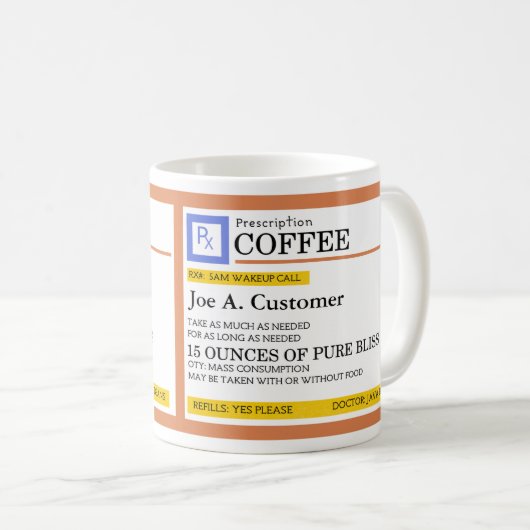 Mug Bouton Jumbo de café d'ordonnance avec nom personn (Devant droit)