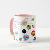 Mug Bouton mignon à coudre Boutons et rubans (Devant gauche)