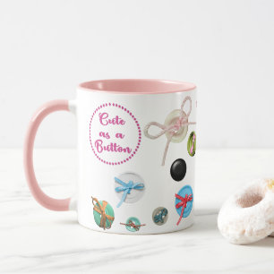 Mug Bouton mignon à coudre Boutons et rubans