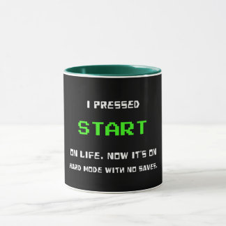 Mug Bouton START Rétro 8 Bits Pixel Art Joueur Jeux Vi