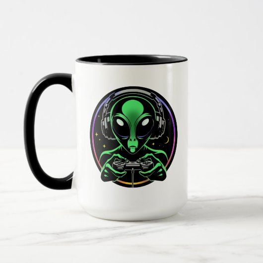 Mug Bouton stellaire | Alien Lecture de jeux vidéo (Gauche)