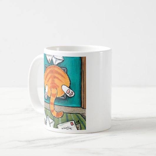 Mug Bouton Tabby Big Ginger dans le rabat sur chat (Devant gauche)