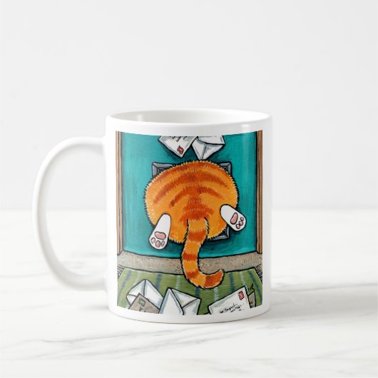 Mug Bouton Tabby Big Ginger dans le rabat sur chat (Gauche)