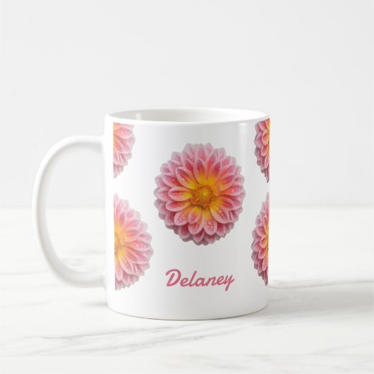 Mug Boutons Dahlia et Dew personnalisés (Gauche)