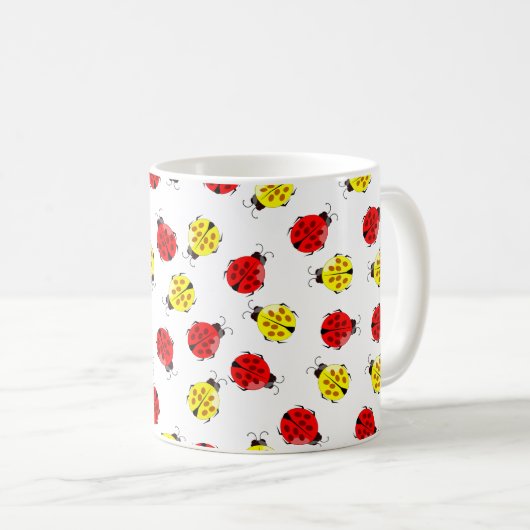 Mug Boutons De Cartoon Mignons En Rouge Et Jaune (Devant droit)