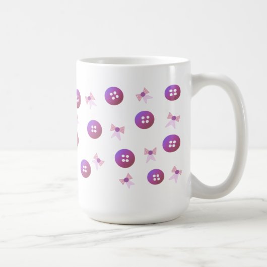 Mug Boutons et rubans violets et roses (Droite)