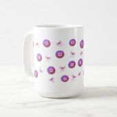 Mug Boutons et vaches violets et roses (Devant gauche)