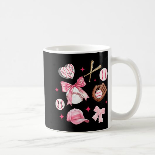 Mug Bow Baseball Maman Pink Bow Fête des mères Filles (Droite)