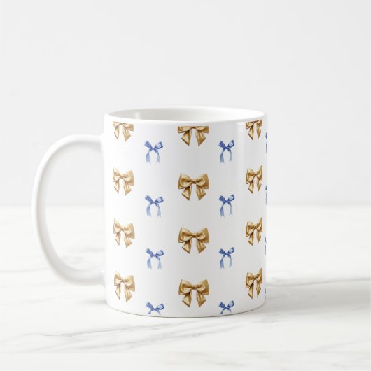Mug Bow Coquette Bleu et Or (Gauche)