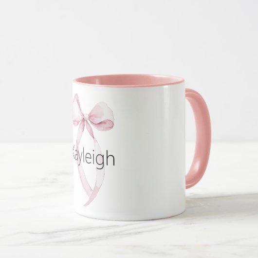 Mug Bow fille rose blanche (Devant droit)