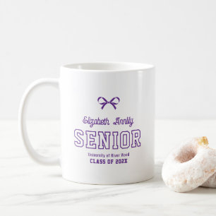 Mug Bow Senior Custom Année Script Diplômé Collège
