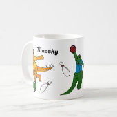 Mug Bowling Dinosaures Dessins de bowling Personnalisé (Devant gauche)