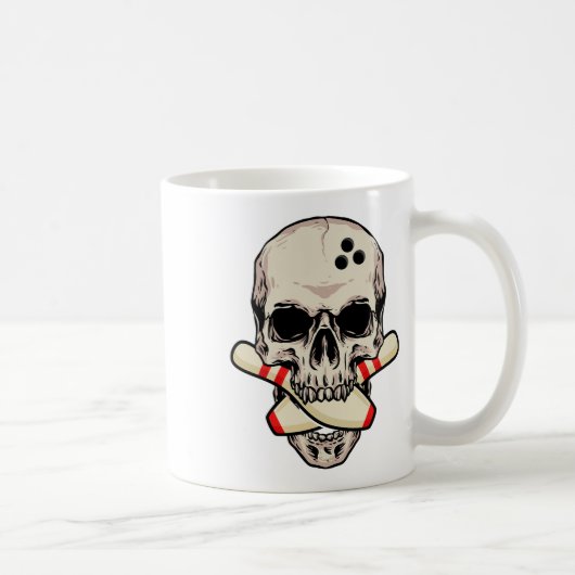 Mug Bowling Pins Retro Skull Skeleton Head Bowling Ll (Droite)