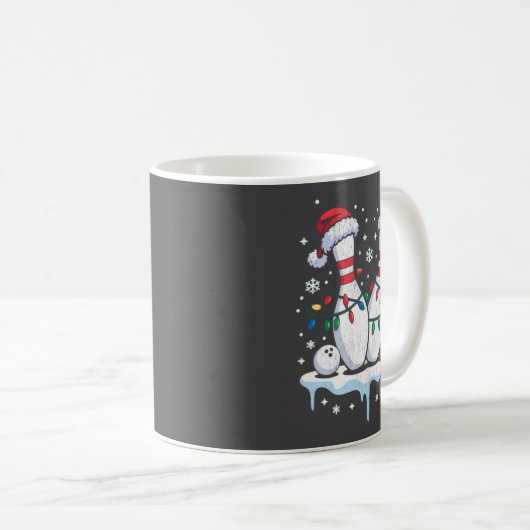 Mug Bowling Santa Hat Funny Christmas Long Sleeve  (Devant droit)
