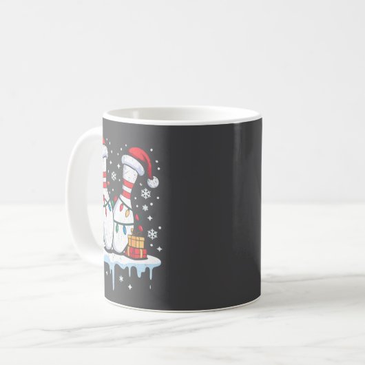 Mug Bowling Santa Hat Funny Christmas Long Sleeve  (Devant gauche)