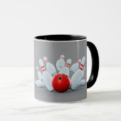 Mug Bowling sport Ball and Pins strike! (Devant droit)
