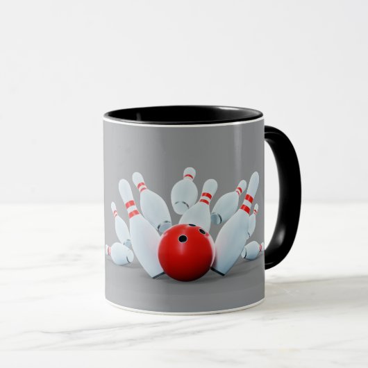 Mug Bowling sport Ball and Pins strike! (Devant droit)
