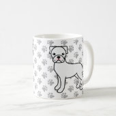 Mug Boxe blanche mignonne chien de dessin (Devant droit)