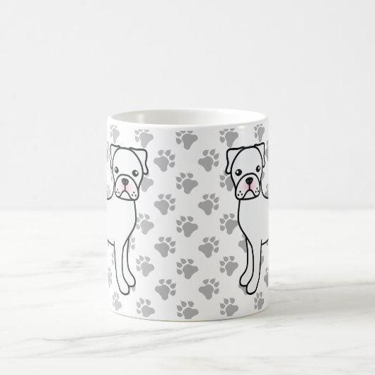 Mug Boxe blanche mignonne chien de dessin (Centre)