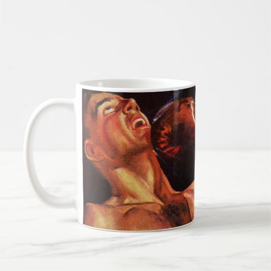 Mug Boxe sportive vintage, boxeurs frappant combat (Gauche)