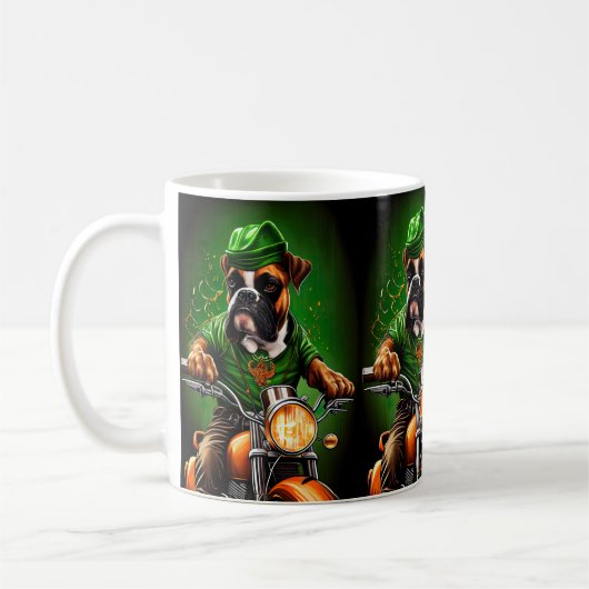 Mug Boxer Chien Conduite Vélo St. Patrick's Day (Gauche)