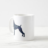 Mug Boxer Chien Oreilles naturelles Noir Aquarelle Sil (Devant gauche)