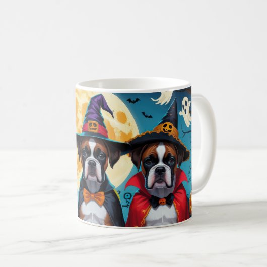 Mug Boxer Chiens Citrouille Halloween Funny (Devant droit)