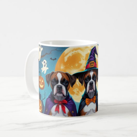 Mug Boxer Chiens Citrouille Halloween Funny (Devant gauche)