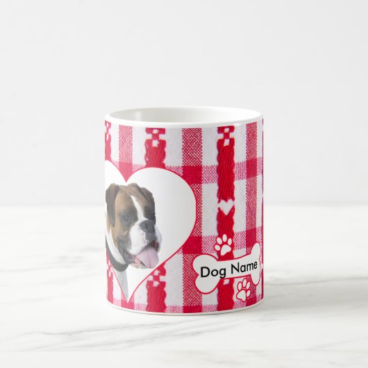 Mug Boxer en forme de coeur personnalisé Chien Coupe d (Centre)